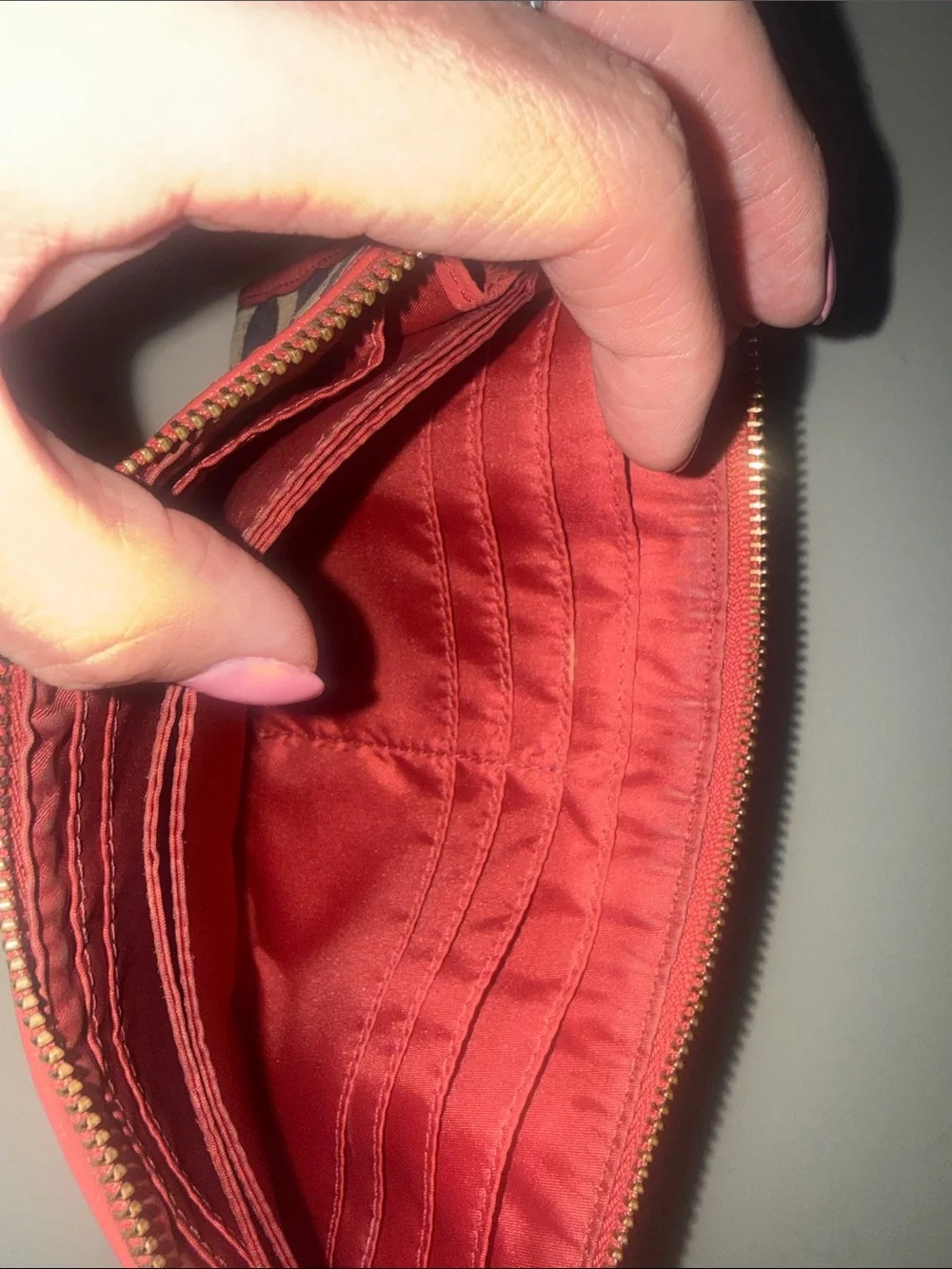 Coach Signature Canvas Wristlet in pink and Tan